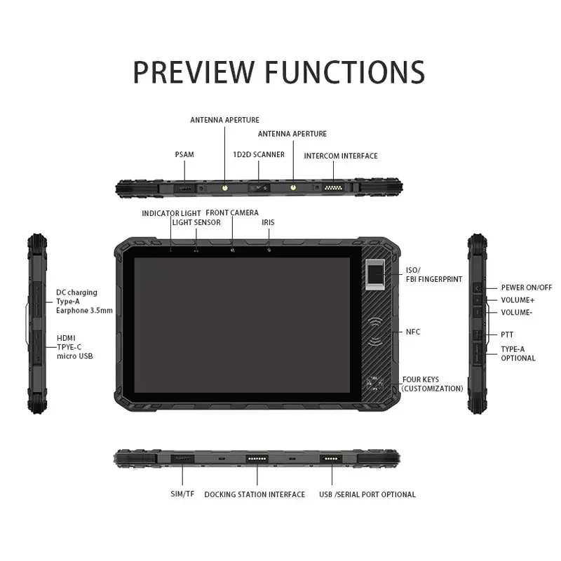 Tablette PC Industrielle Personnalisée de 8 Pouces, Étanche IP68, Puzzles 4G, Écran Tactile Itif, Robuste