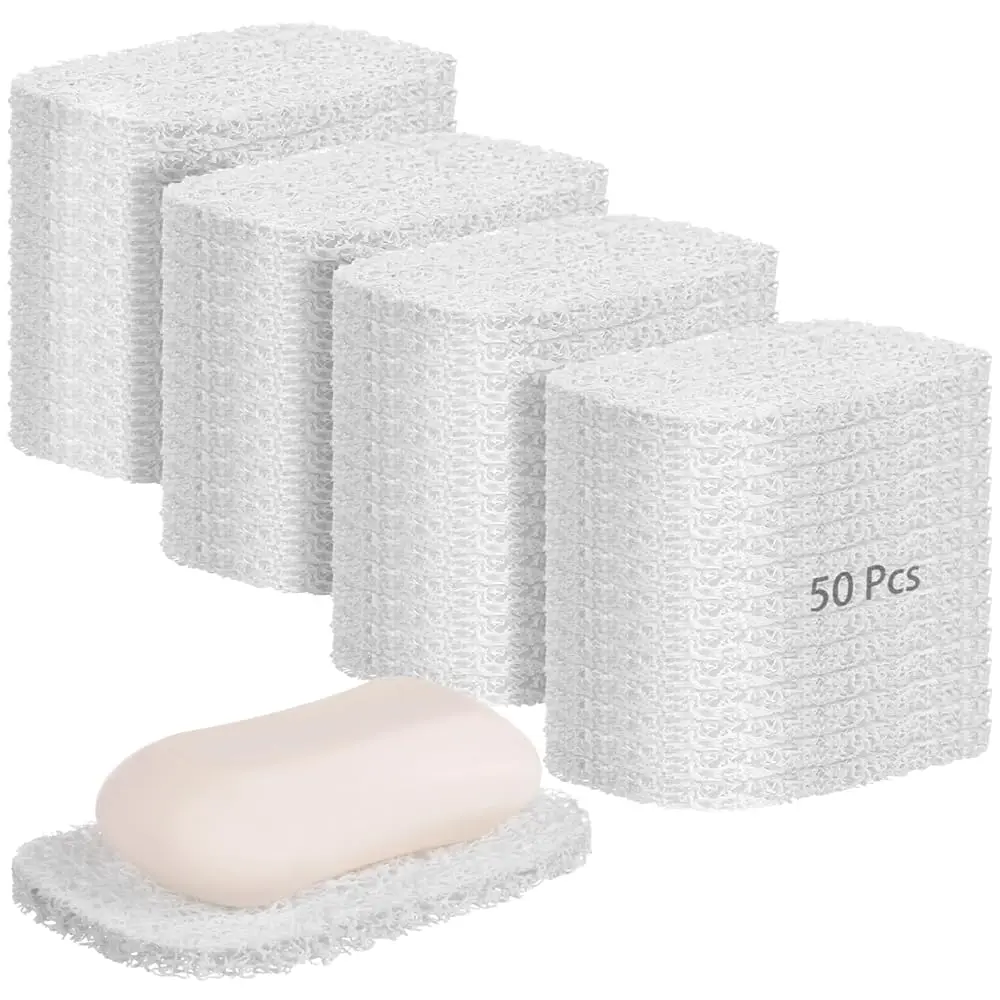 

Free Shipping-50 Pcs Soap Savers Pads, Self Draining Lifting Pads, Non-Slip Soap Bar Holders, Portable Soap Mats for Travel, Whi