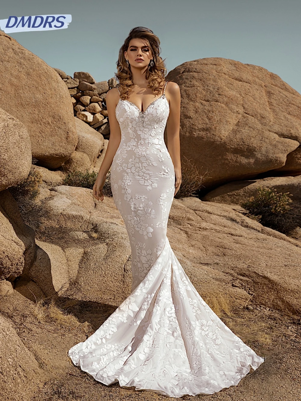 Vestido De novia largo con cuello en V y espalda descubierta, traje De novia Sexy con apliques clásicos y cuentas, elegante con tirantes finos