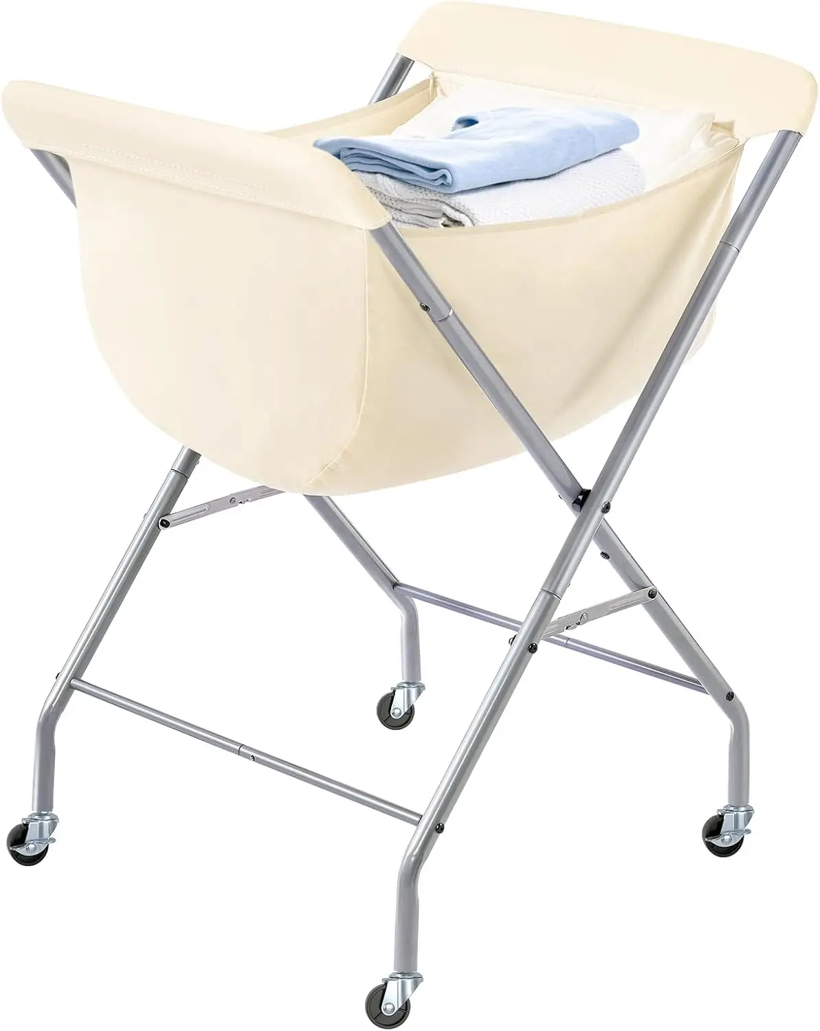 

33" Rolling Laundry Cart with Wheels, Removable Liner Bag, Sturdy Metal Frame and Brakes for Easy Clothes Transport