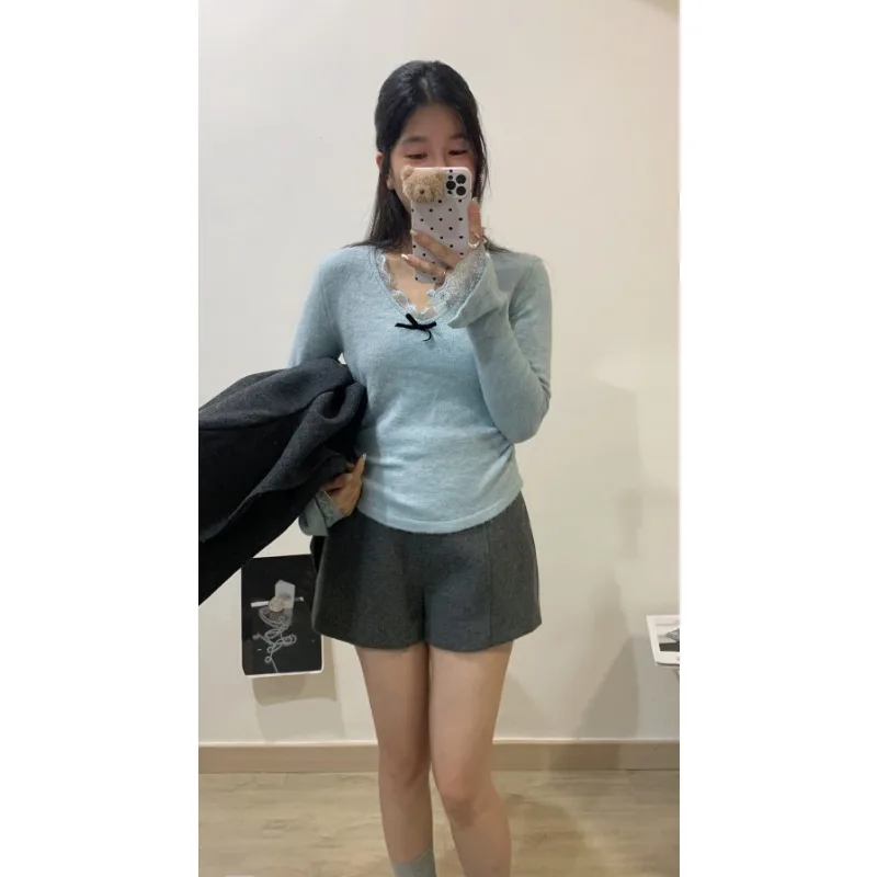 

Осень-зима, широкие короткие брюки с высокой талией, женские короткие брюки, повседневные утягивающие модные женские короткие брюки трапециевидной формы