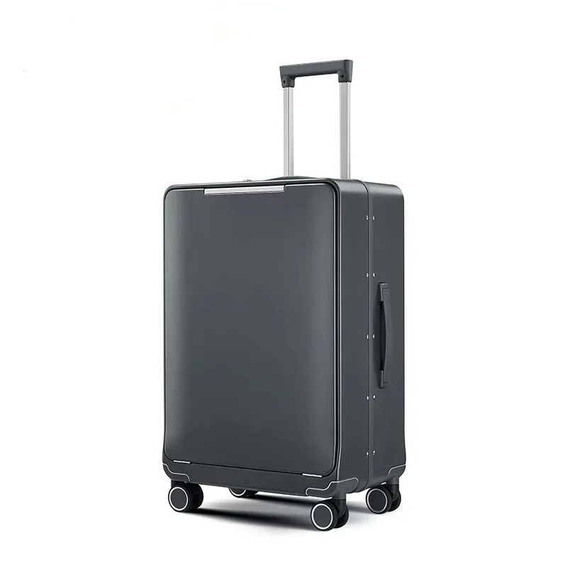 20 24 inch New Wide Trolley Cabin Suitcase Aluminum Frame Trolley Suitcases Spinner Trunk Personalized Front Opening Business