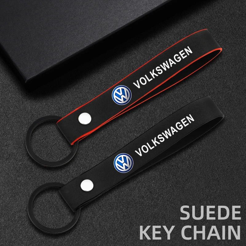 Car Suede Keychain Fashion Keyring Metal Alloy Car Badge Key Chain For VW Volkswagen Jetta Golf Polo Beetle CC EOS GTI Passat