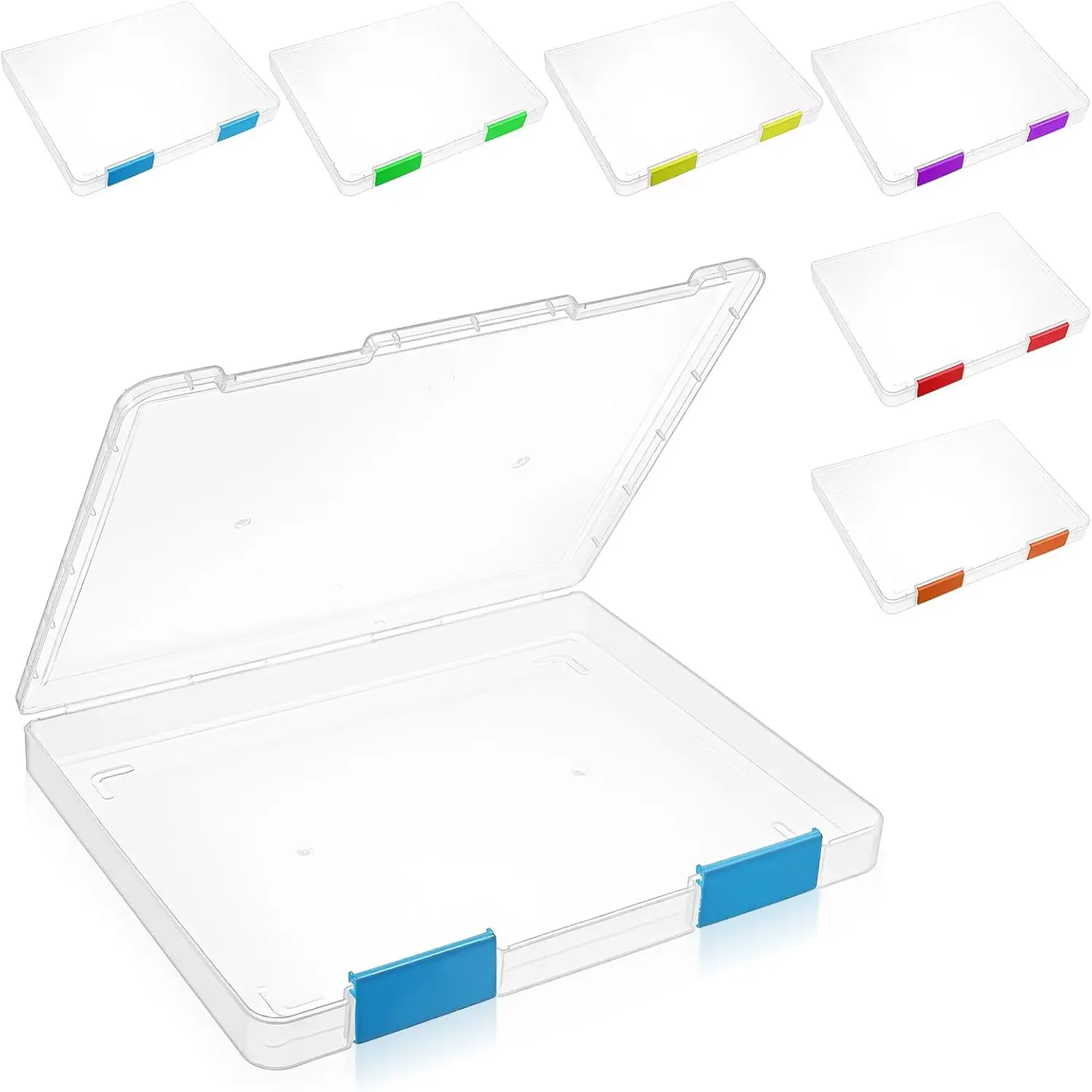 

6-Pack Clear A4 Plastic File Box with Buckle, Colorful Storage for Documents, Board Games, Magazines (12.4x9.65x1.18 Inches)