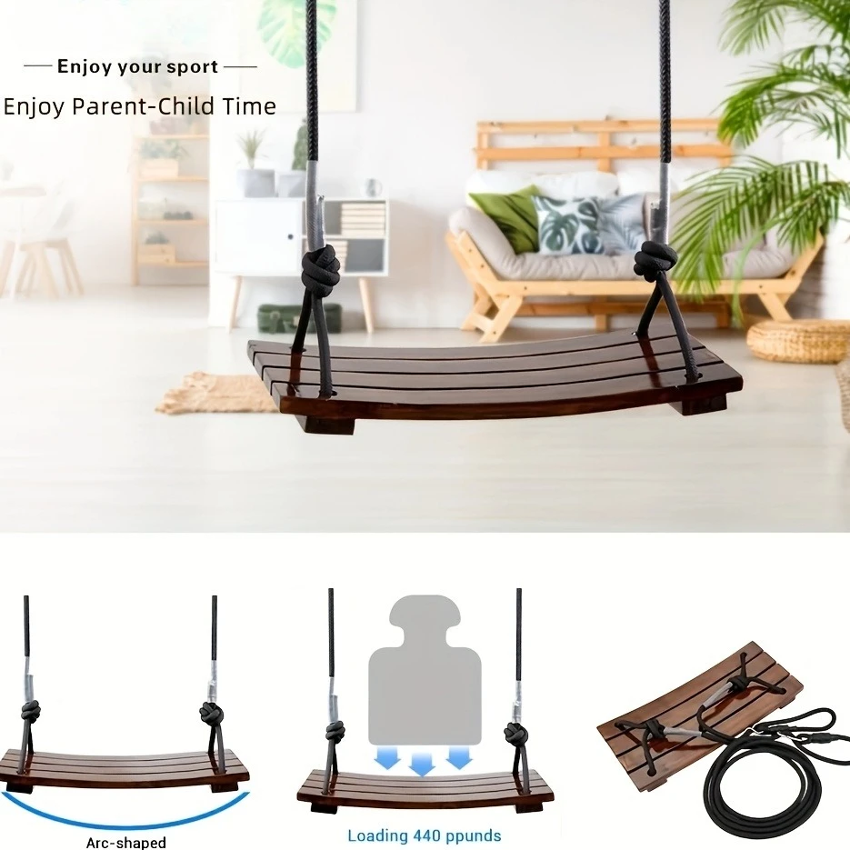 Houten hangende schommelset voor volwassenen Buitenachtertuin Entertainment 16,9 x 7,9 x 0,5 inch Duurzaam spelhouten frame voor comfortabel