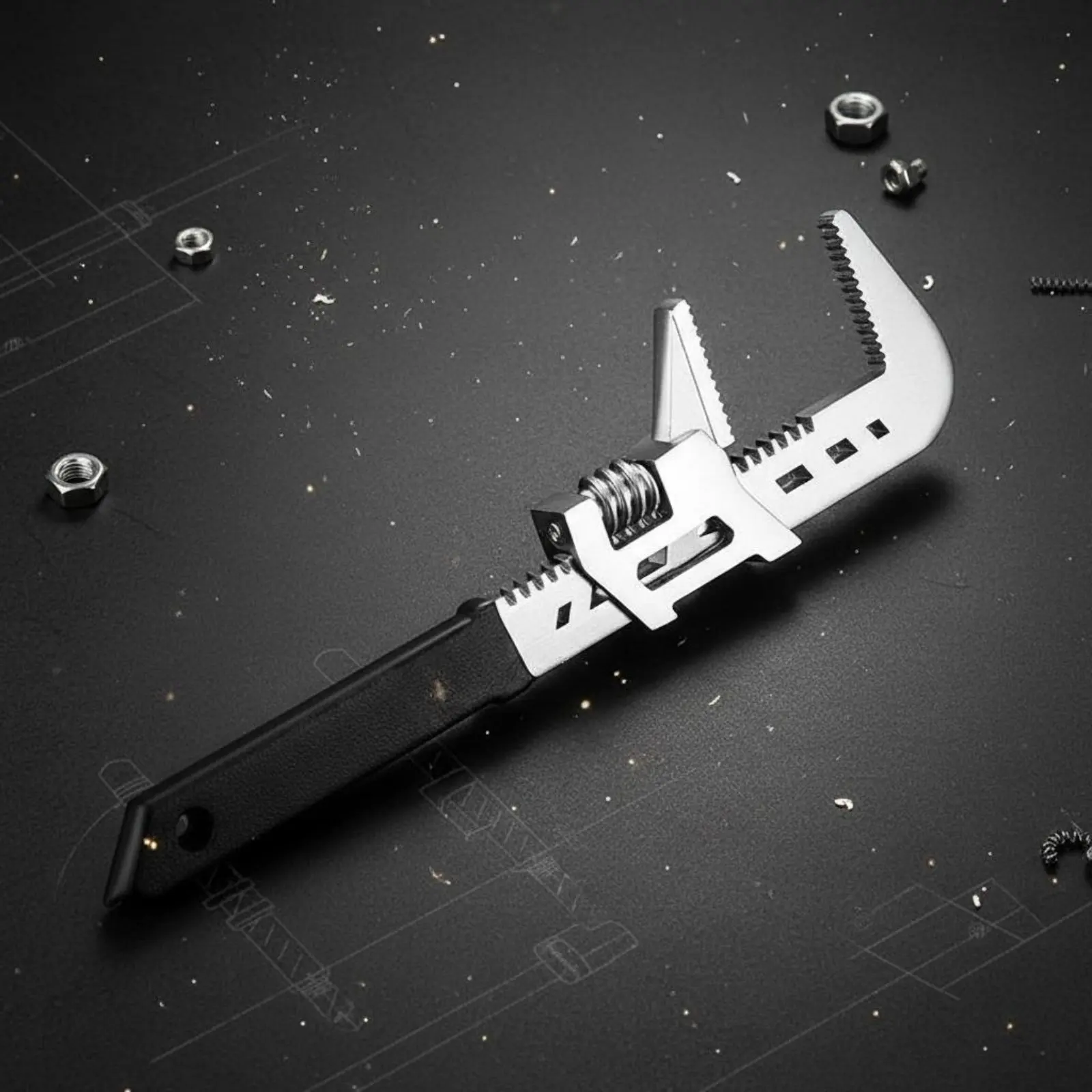 

Industrial Adjustable Wrench 360-Degree Reach Short Handle Wrench Spanner High Force for Professionals, Maintenance