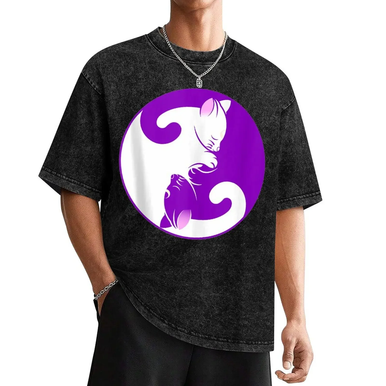 

Yin & Yang Cats Cute Meditation Cat Yoga T-Shirt plus size tops graphic shirts anime stuff luxury clothes men