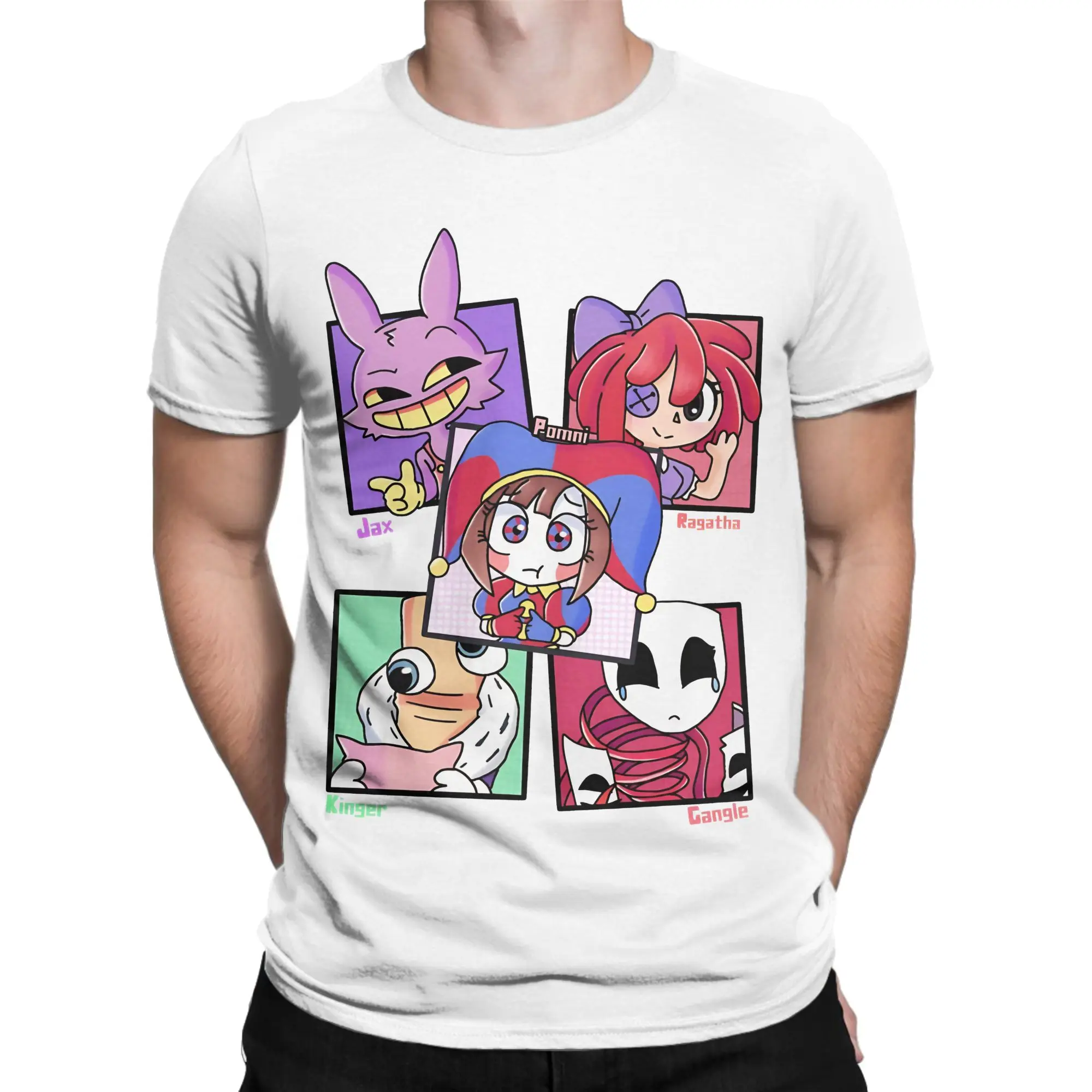 Funny Pomni Jax Ragatha Kinger Gangle from The Amazing Digital Circus T-Shirt Cotton T Shirt Short Sleeve Tees Gift Idea Clothes