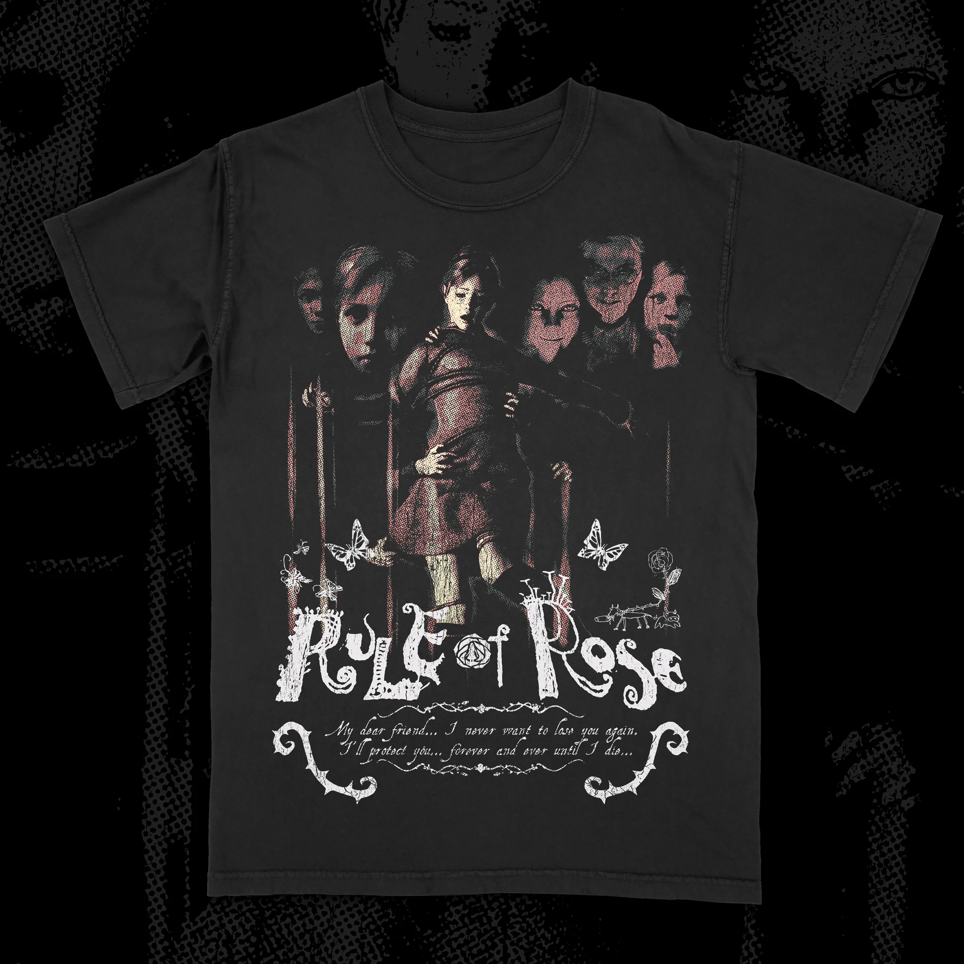 Camiseta Rule of Rose para hombre, camiseta gráfica de verano con diseño de juego de terror My Dear Friend, ropa de calle vintage, camiseta de manga corta de gran tamaño