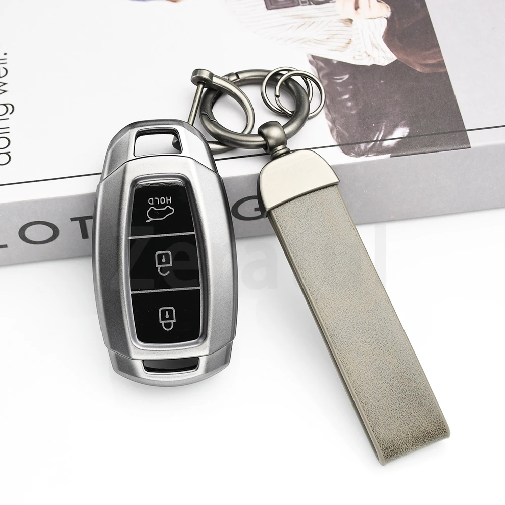Gun Grey 3/4/5 Buttons Car Key Case Cover for Hyundai Solaris i30 ix35 Azera ELANTRA Kona 2021 Creta 2 GRANDEUR IG Keyless Bag