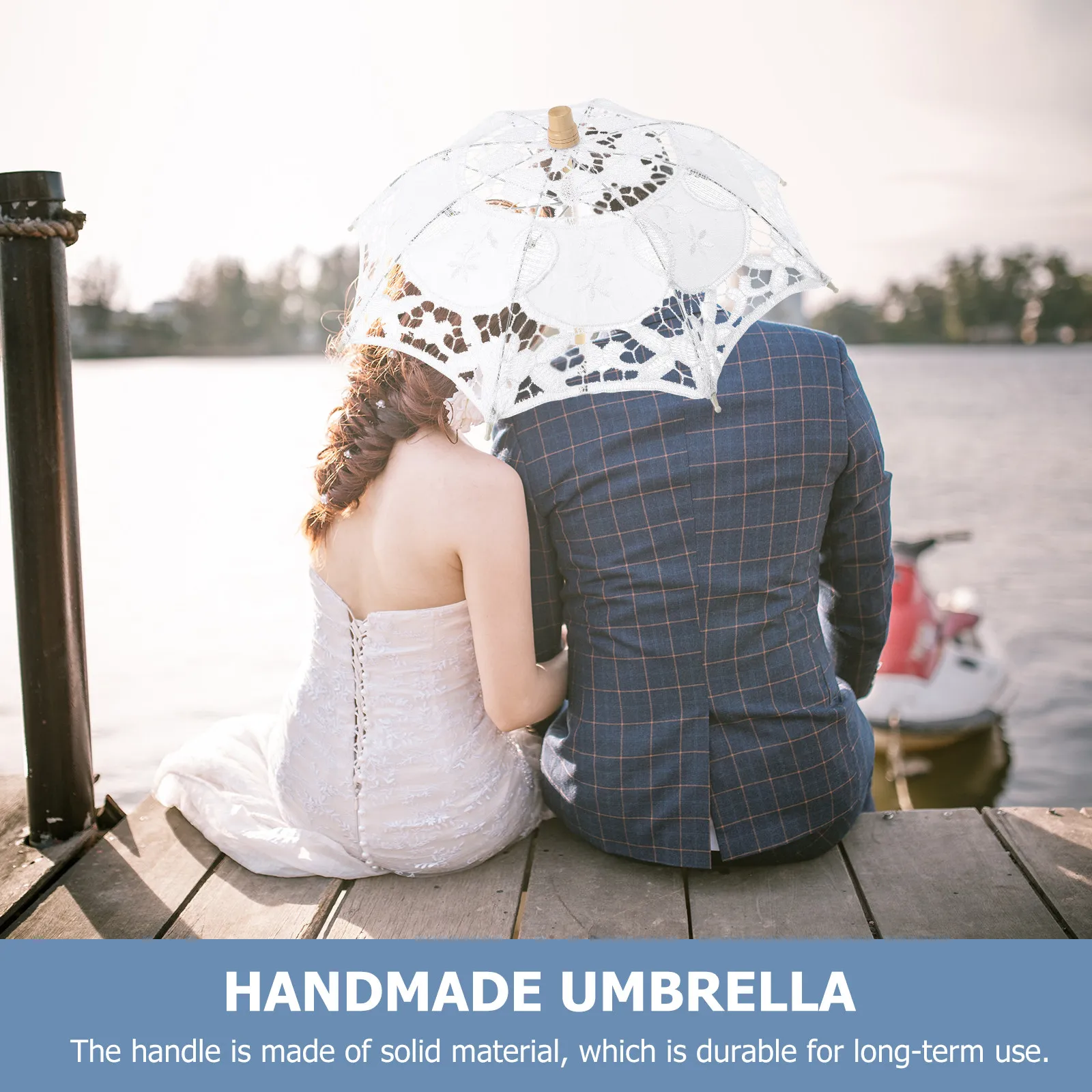 

1 шт. Свадебный кружевной зонт, изысканный реквизит для фотосессий, винтажный вышитый зонт с деревянной ручкой, декоративный реквизит для фото