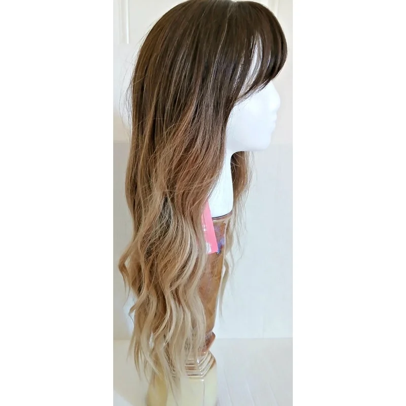 Hair New Women's Long Natural Brown Mix Blond Wavy Wig 20 Inch