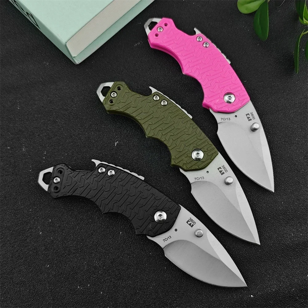 3 Colors Tactical KS 3800 Folding Knife with Bottle Opener 8Cr13Mov Blade Nylon Fibreglass Handle Utility Knives Outdoor Tool