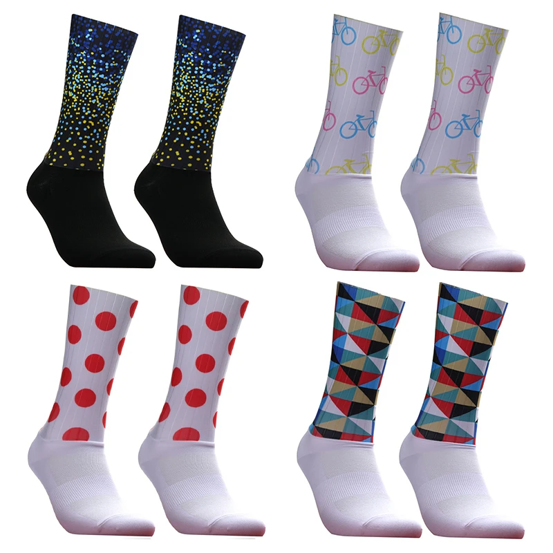 

High-tech Socks Anti Bike Seamless Moulding Cycling New Slip Integral Sock Compression Bicycle Outdoor Running Sport Socks