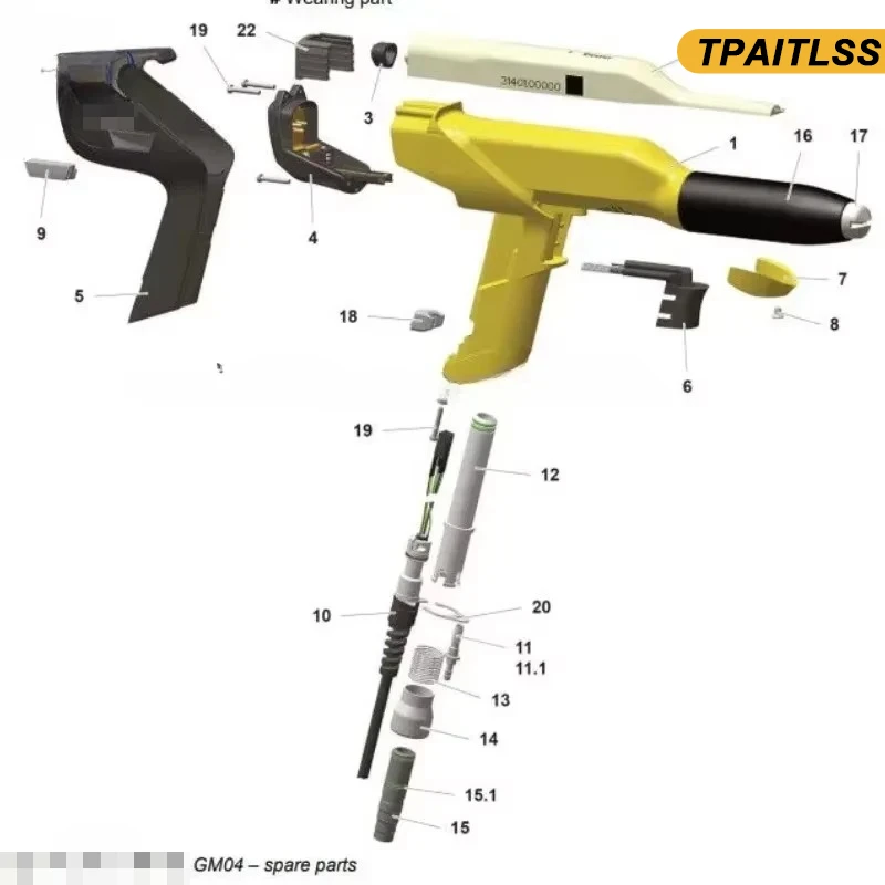 1017683 الجزء الخلفي لمسدس مسحوق يدوي Pro GM04 1017-683 حدد