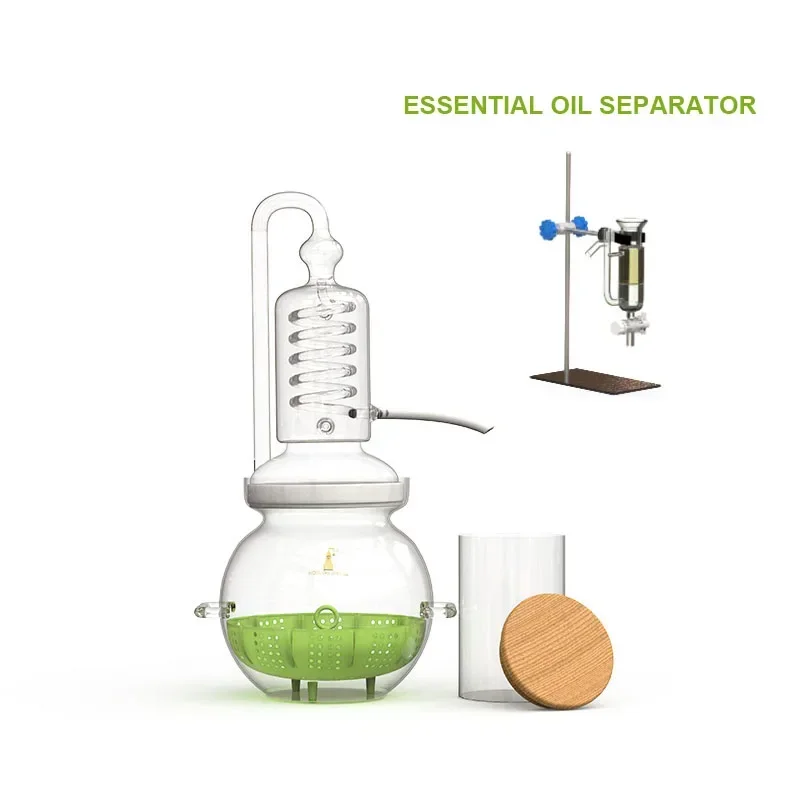 Essential Oil Glass Distiller 4L Large Capacity Pure Dew Distilling Heating Equipment High Concentration Essential Oil Extractor