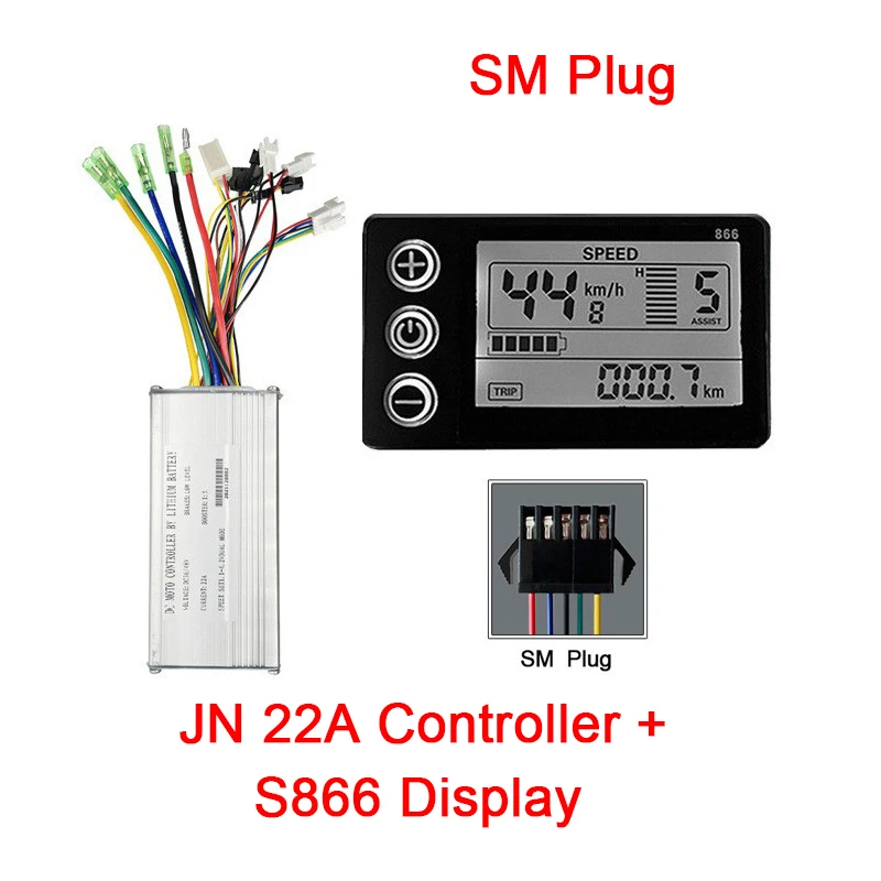 Electric bicycle Scooter S866 LCD Display panel e-Bike 9-Tube 36V/48V JN 22A Controller SM Plug,Bicycle accessories