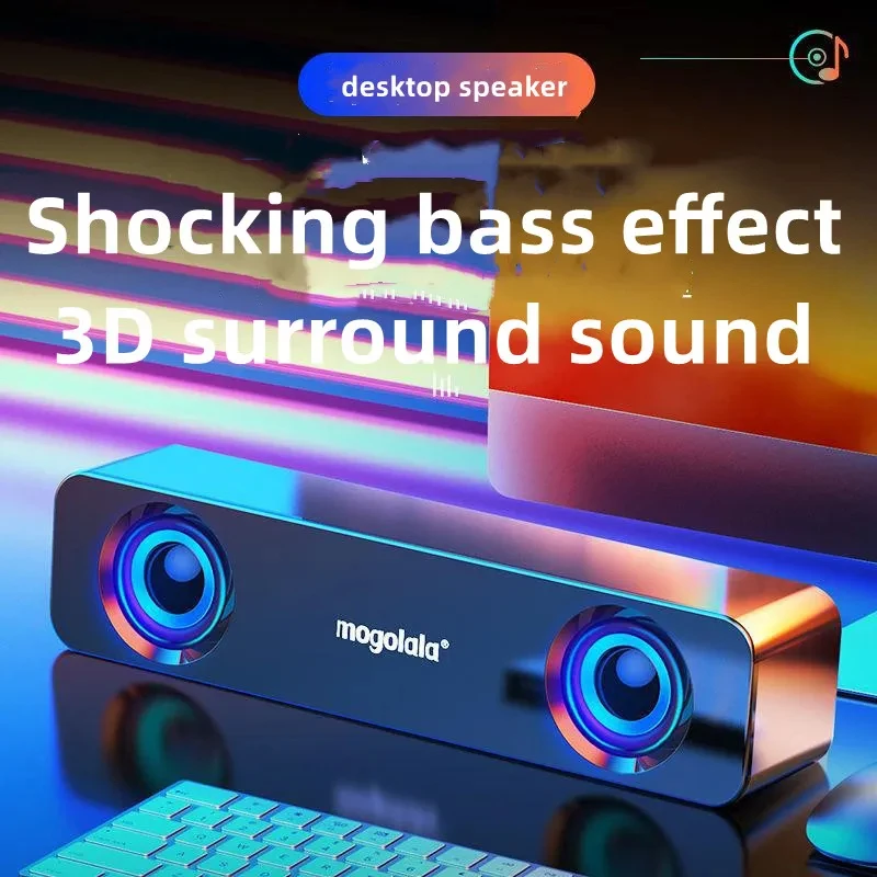 3D Surround Sound Mode Computer Small Soundbar Speaker Home Laptop Speaker Mini Subwoofer USB Wired Connection Speaker Influence