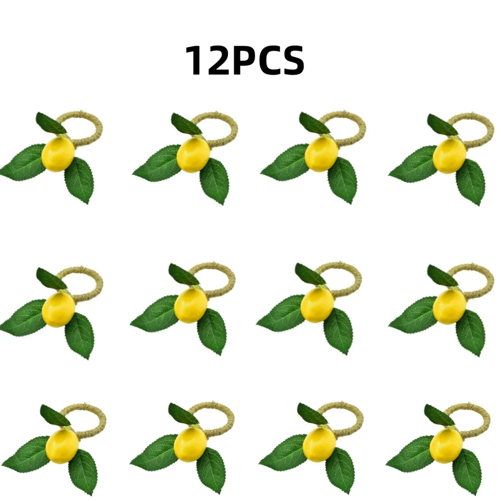 1/6/12PCS Simulation Lemon Plant Napkin Ring Party Supplies for Wedding Birthday Party Napkin Holder Dinnig Table Decoration