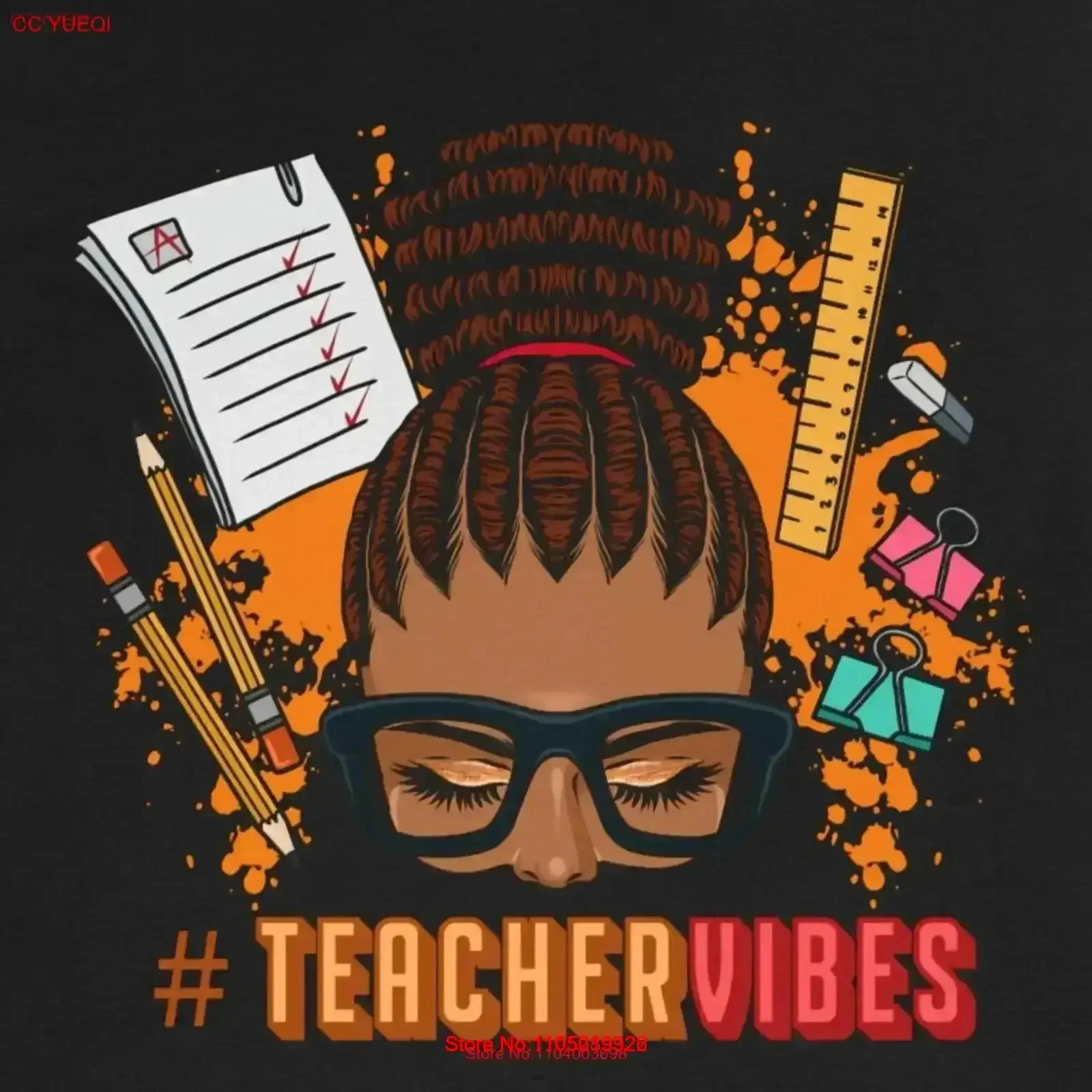 Camiseta de vibraciones para profesores de escuela, educación, melanina, mujer, rastas, locs, gafas para el pelo, maestro, cumpleaños perfecto para ella, vintage
