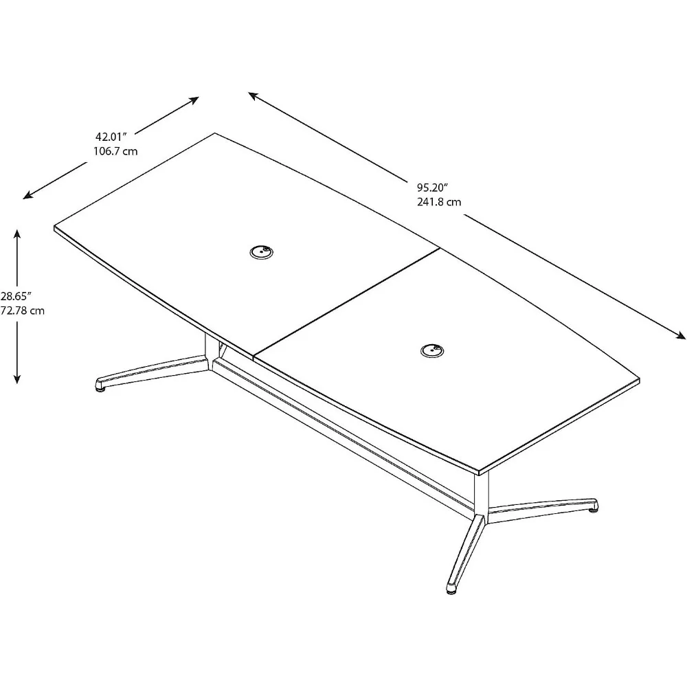 Vergadertafel voor 6-8 personen met stevig metalen onderstel in Hansen Chery |   Bootvormig 1,80 meter vergaderbureau voor kantoorplanken