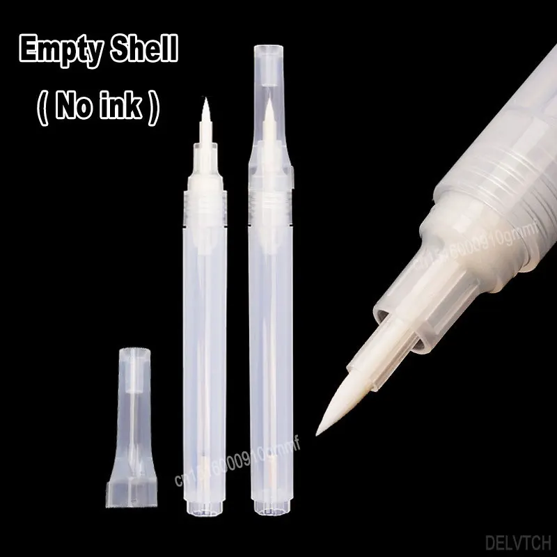 3/5/10Pcs Set Transparent Empty Marker Pen Handle Shell Soft Brush Tip Blank Tube Refillable Ink Acrylic Paint Pen Accessories