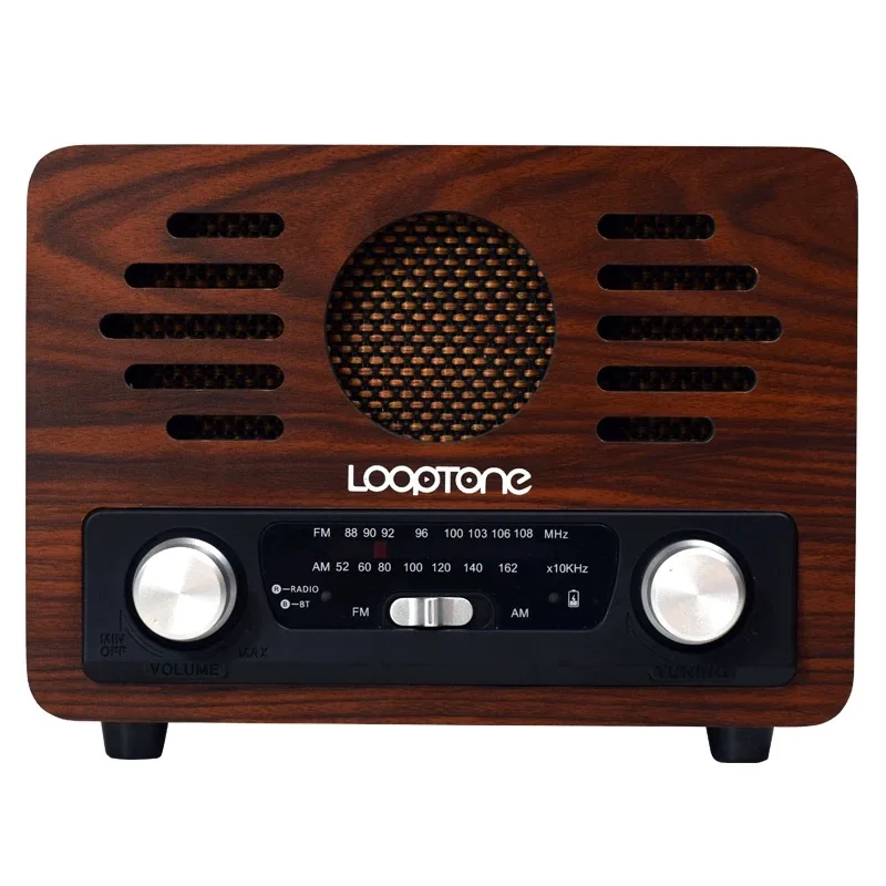 Vintage radio/Bluetooth speaker, USB flash drive TF card player FM/AM dual-band wooden