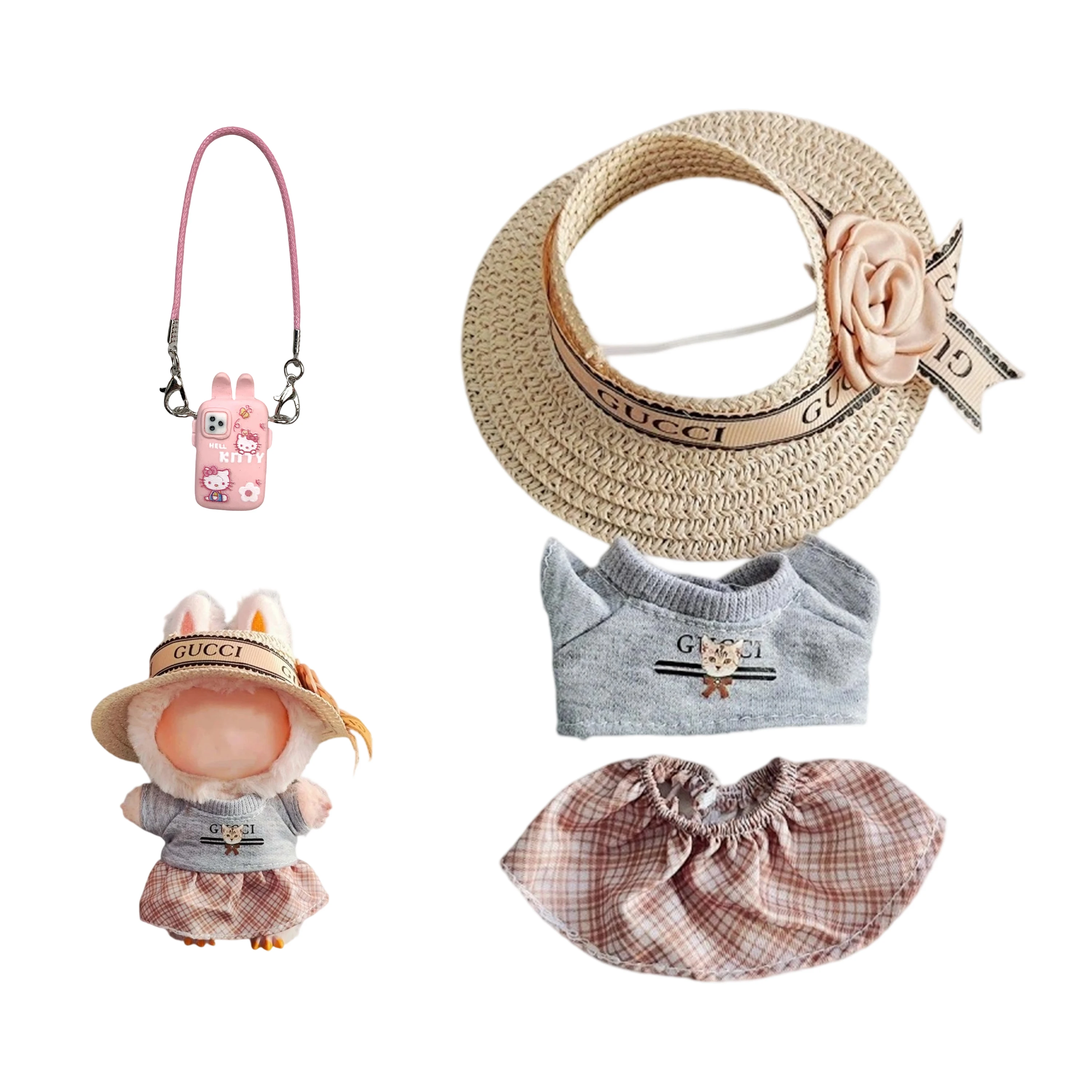 

15-17cm Clothes for Labubu V1v2v3 Pendant Star Style Suit Set With Hat Trendy Boy Outfit Diy Clothes Accessories Gifts