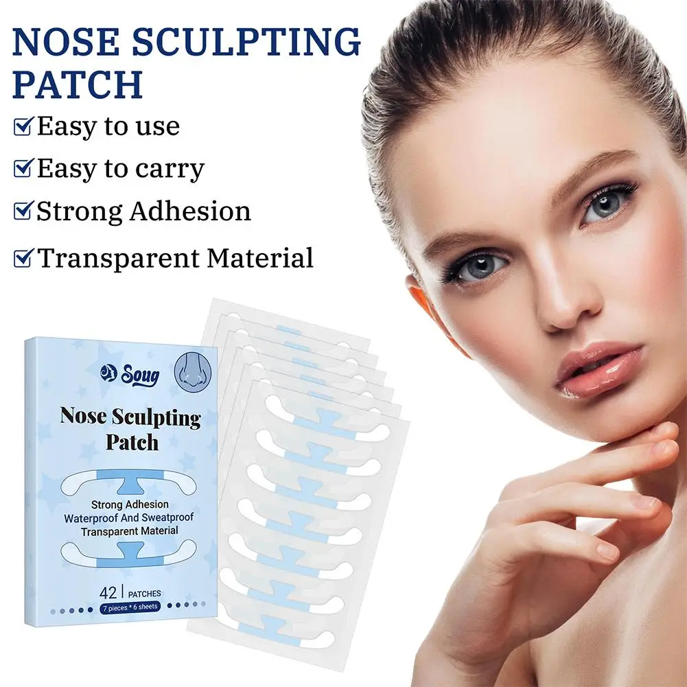 42 Stück unsichtbare Nasenpflaster für Cosplay, Nasenlifting, Schönheitsstreifen, Nasenflügel-Aufkleber, Nasenformer, Make-up – Detail 5