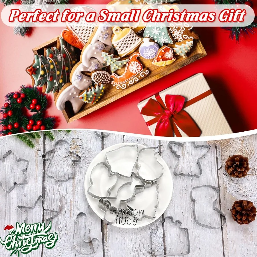 Christmas Ce Cutters 15Pcs Winter Holiday Ce Cutter Set Stainless Steel Metal Biscuit Cutters for Baking with Snowflake Winter