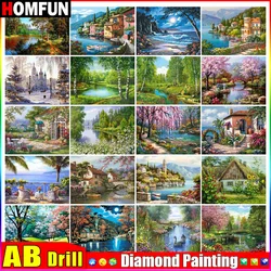 HOMFUN AB Full Diamond Embroidery Diy 5D Diamond Painting Cross Stitch 