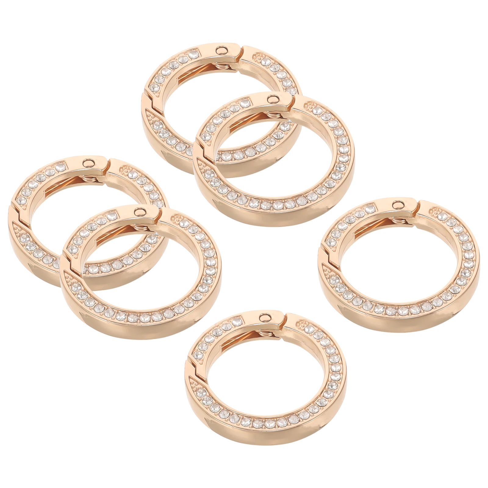 

6 Pcs Diamond-inlaid Spring Coil Keychain for Keys Clip Rings Alloy Keyrings Golden Kits Chains Crafts