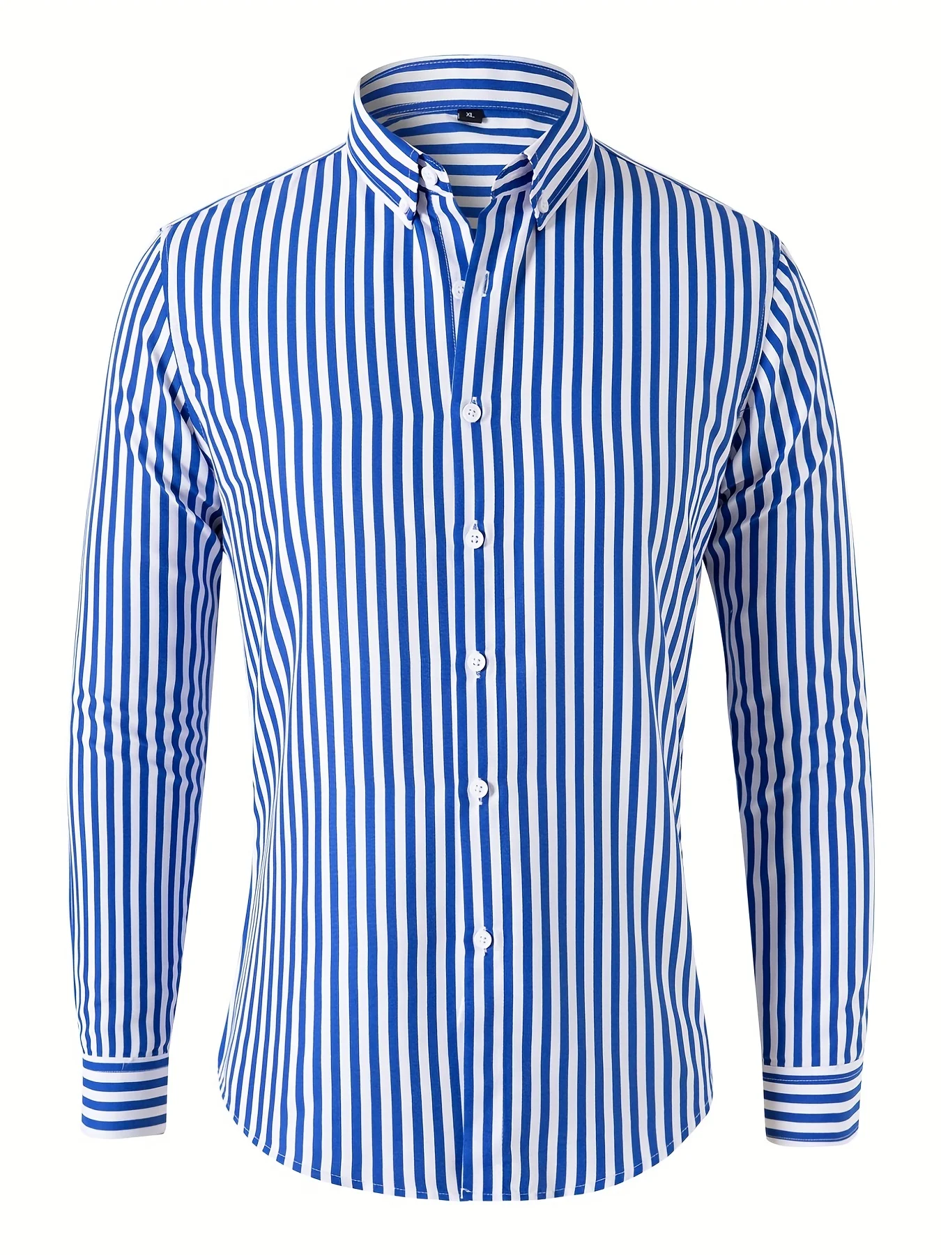 Fashion Stripe Print Herren Casual Button Down Langarmhemd, Frühling Sommer Herbst Herren bekleidung, Herren oberteile