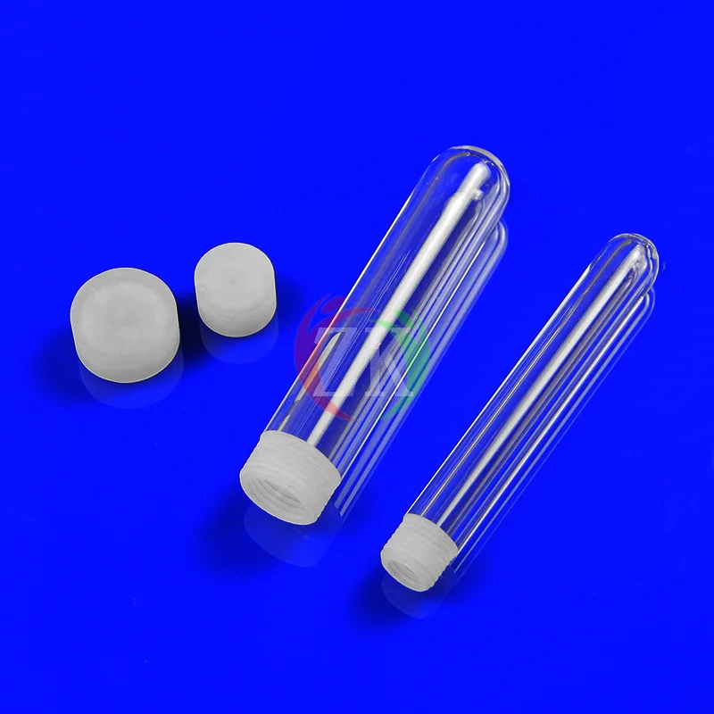 Quartz glass tube with threaded cap, quartz capillary tube, threaded sampling bottle, sealed quartz test tube for tube furnace