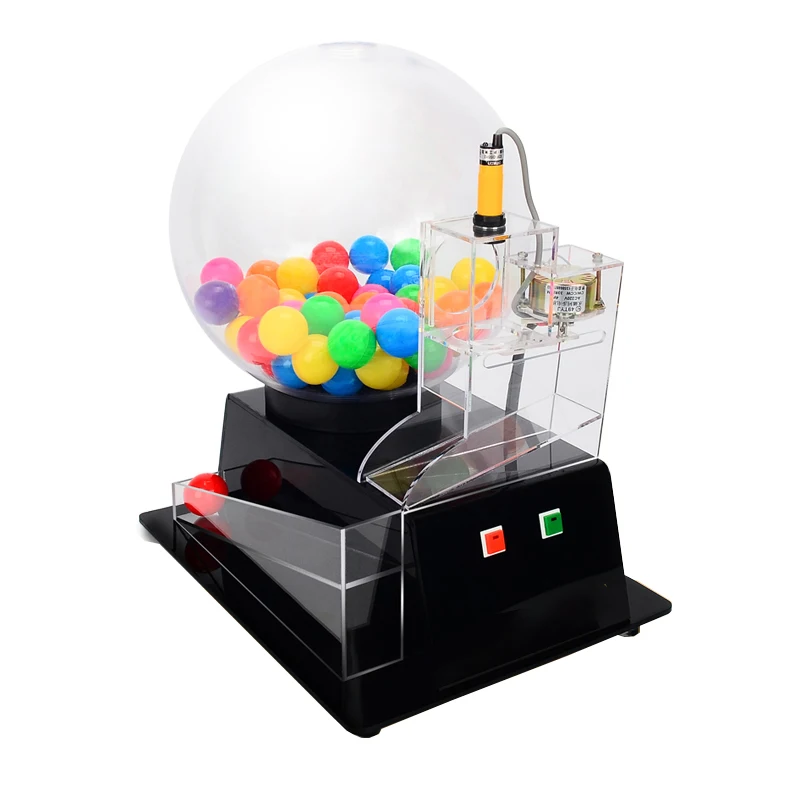 Automatic Lottery Ball Machine Lucky Electric Acrylic Transparent Auto Lottery Drawing Machine Bingo Cage with Black Base