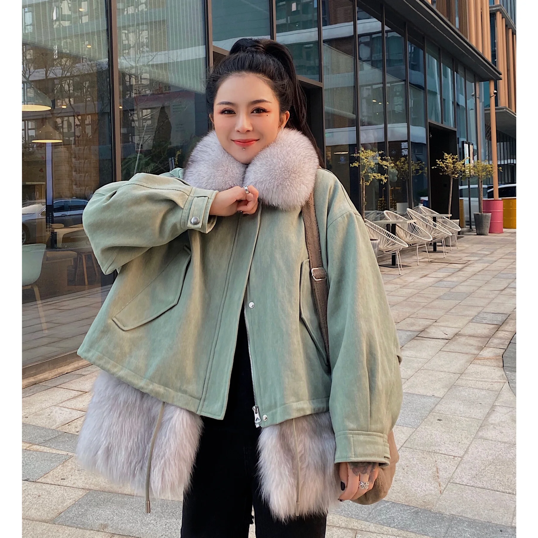 Women 2023 Coat Ins Winter Plus Size Fox Fur Parkas Women's Long Removable Real Fur Liner Jacket Streetwear Luxury Warm