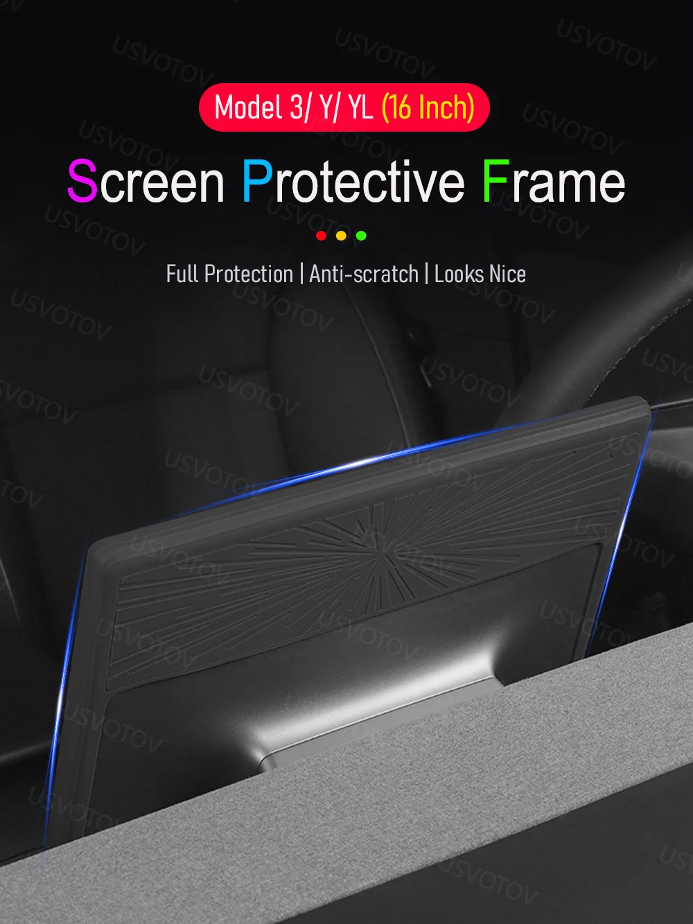 Für Tesla Model Y Premium Juniper Model YL Model 3 2026 16-Zoll Mittelkonsolen-Bildschirmschutzrahmen Innendekor-Zubehör – Detail 1