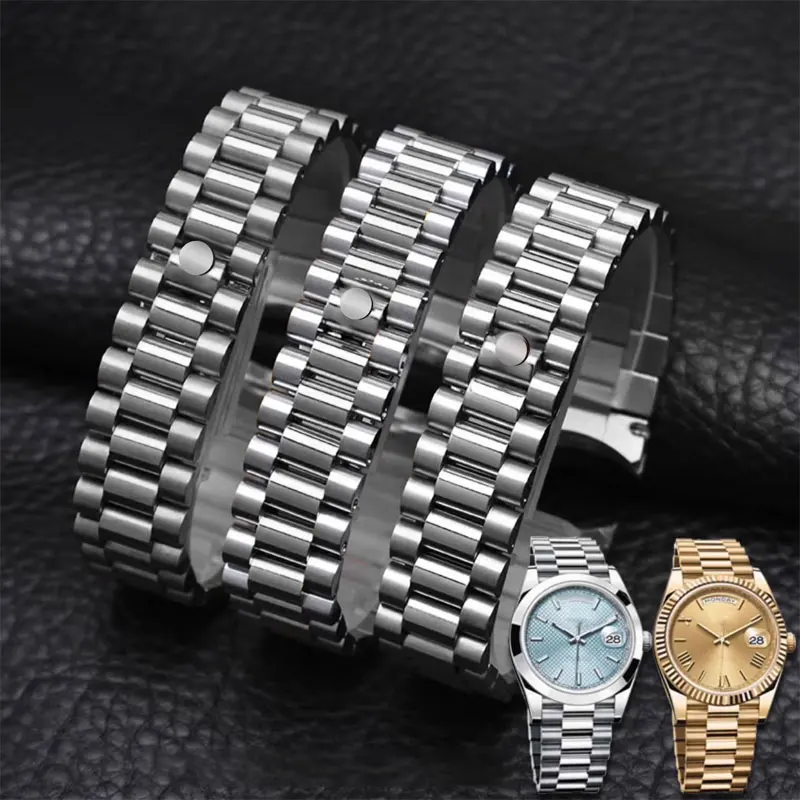 

20MM Width Silver Bracelet For Sub Log Band NH34 NH35 Presidential Solid Stainless Steel Lock Clasp Wristband For Rolex Strap