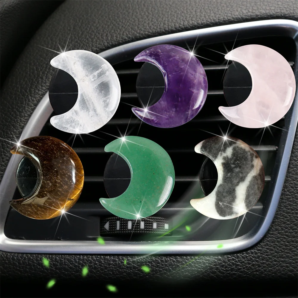 Crystal Moon Car Air Freshener Perfume Clip Women Pink Moon Interior Decoration Auto Air Conditioner Outlet Fragrance Diffuser