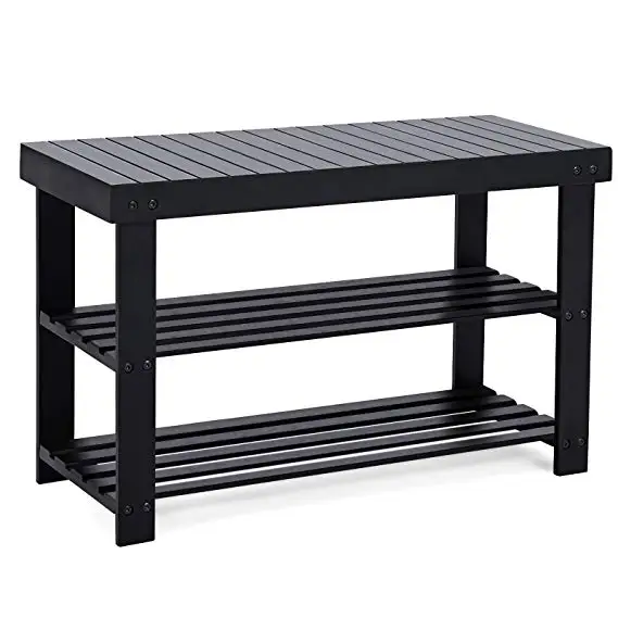 #￥Hot Sale  Retail Lving Room 4- TIER Black Metal Frame Tube Shoe Rack Storage Organizer Shoe Cabinet Furniture