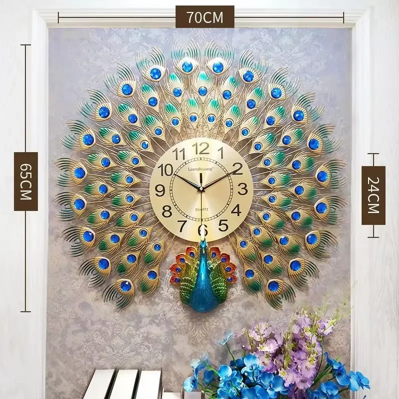 Modern Wrought Iron Animal Wall Clock Quiet Luxury Art Sculpture for Living Room Entrance Home Decoration Fashion Design