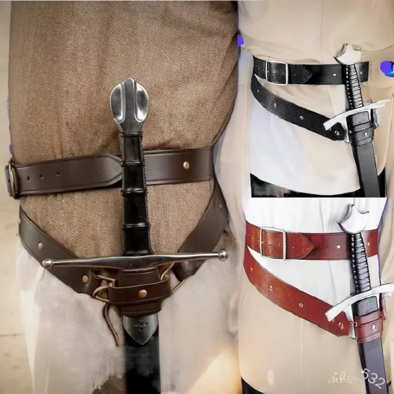 

Medieval Renaissance Sword Holder Belt Waist Sheath Men Larp Warrior Pirate Viking Knight Leather Buckle Sash Strap For Cosplay
