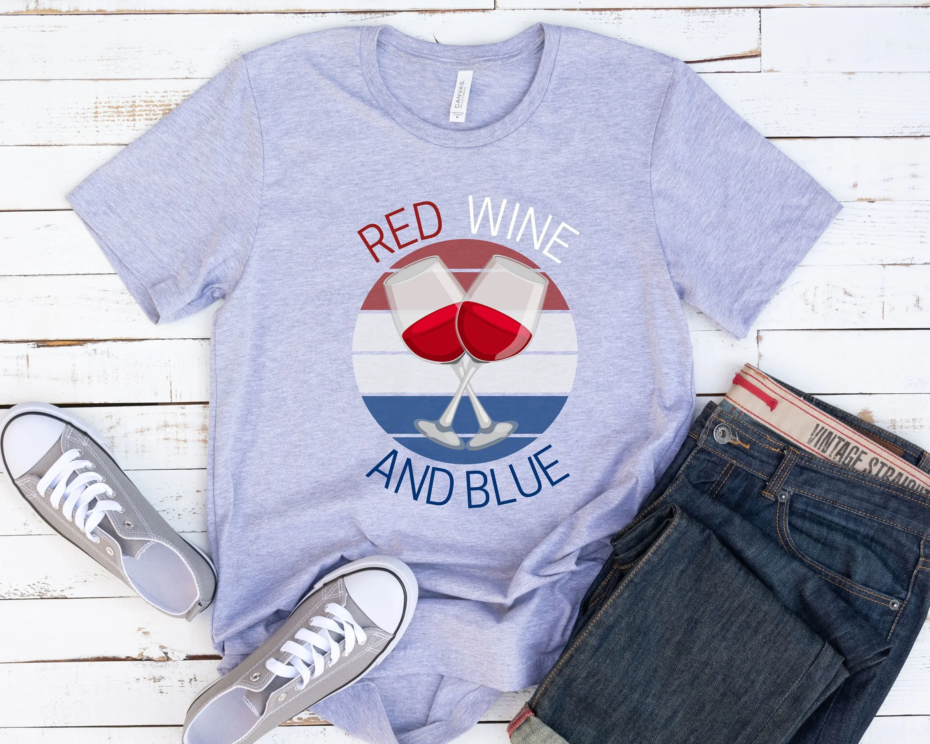 Red Wine And Blue T Shirt 4Th Of July Patriotic Independence Day Women Lover