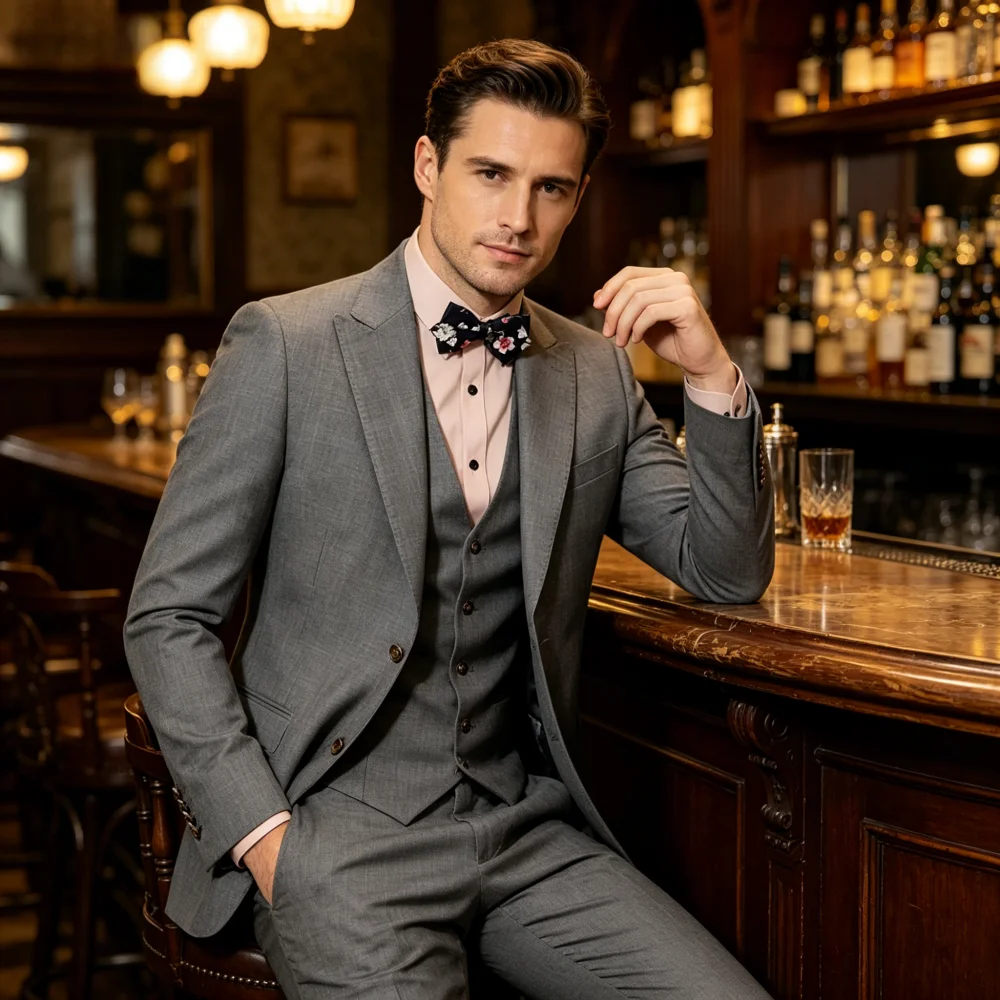 Advanced Gray Men Suit 3 Pieces Slim Fit Wedding Suit Formal Dance Ensemble Best Man Smoking Jacket 2026 New