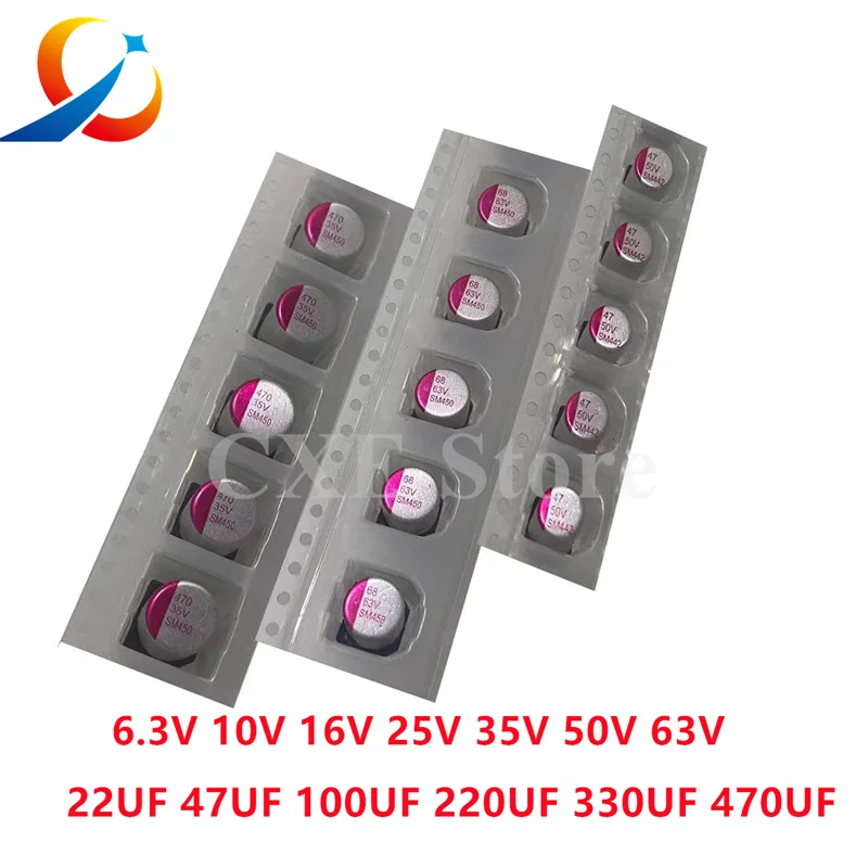 10PCS SMD Solid Capacitors 6.3V 10V 16V 25V 35V 50V 63V 10UF 22UF 47UF 68UF 100UF 220UF 270UF 330UF 470UF 680UF 1000UF  NEW