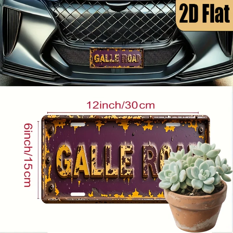1pc, 2D flat, vintage style aluminum license plate