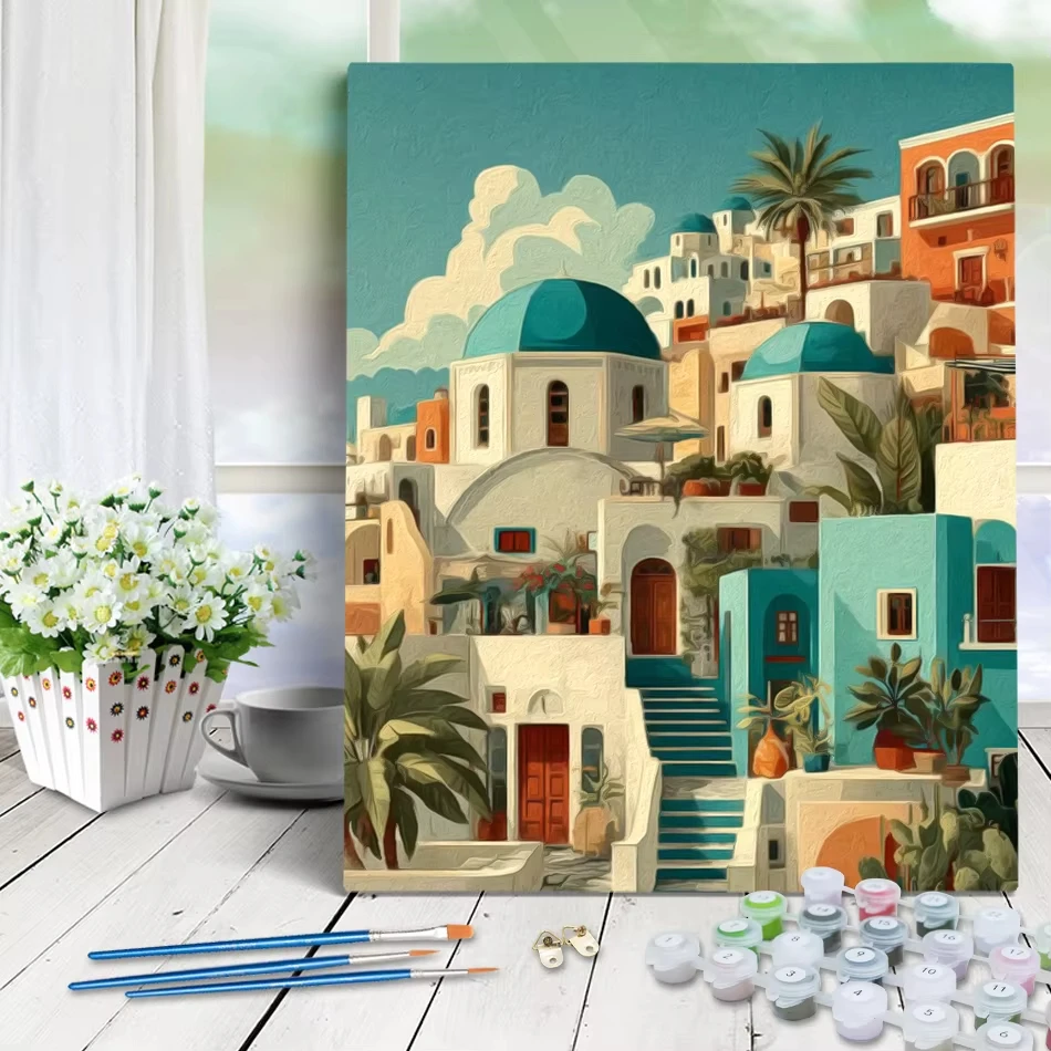 Diy Oil Painting By Numbers Simple Scenery Picture Drawing on Canvas Digital Oil Painting Watercolor Adults Crafts