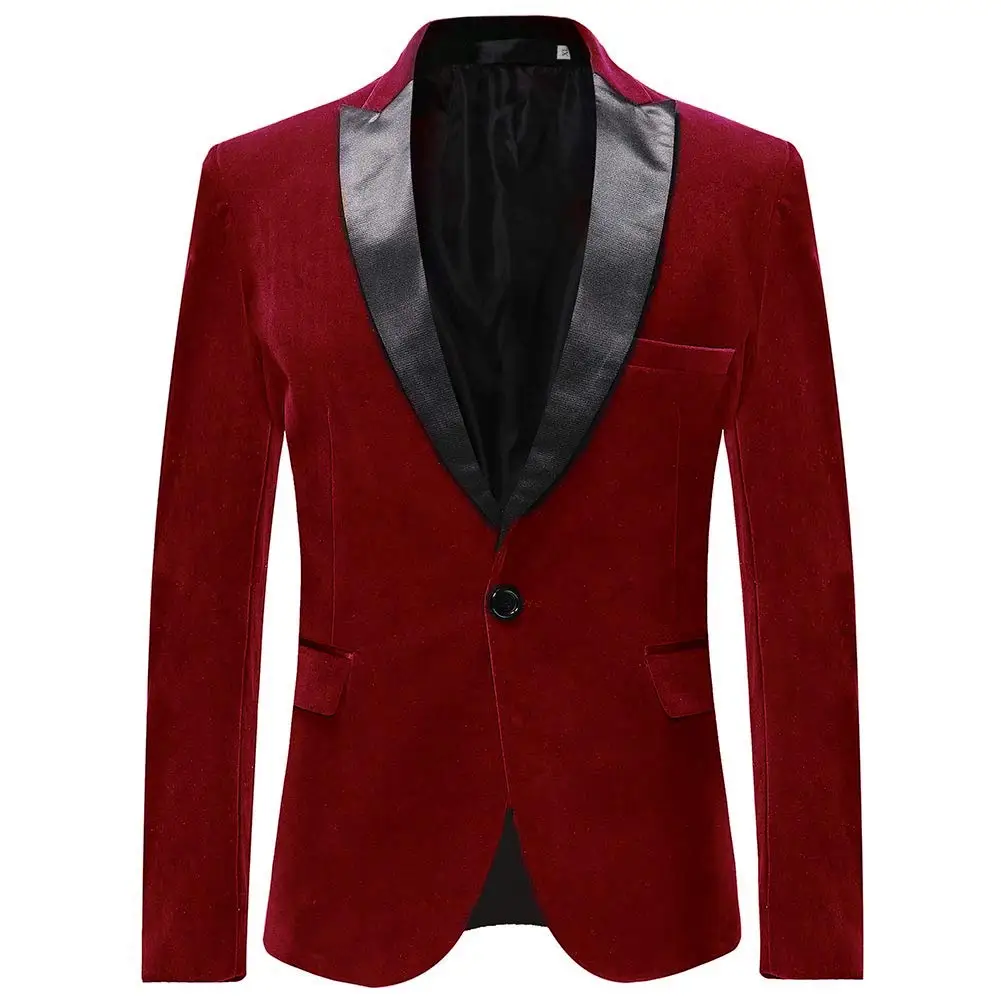 

Smart Casual Velvet Men Business Blazers Suit Jacket Slim Fit Groom Groomsman Male Wedding Suits Peak Lapel One Button Coat