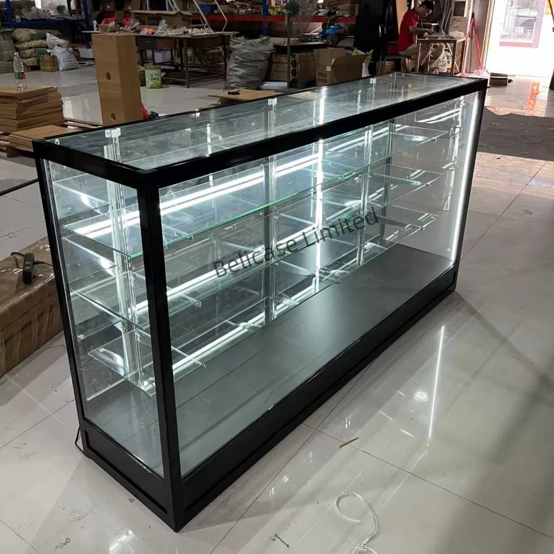 Imagem -02 - Loja de Varejo Display Showcase com Luzes Led Vitrine Personalizada Conveniência Store Glass Armário Bloqueável 6ft