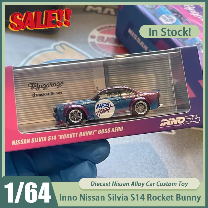 

Новинка в наличии Inno 1:64 Nissan Silvia S14 Rocket Bunny, легкосплавный автомобиль, миниатюрные литые под давлением украшения Nissan, игрушки на заказ, подарок для детей